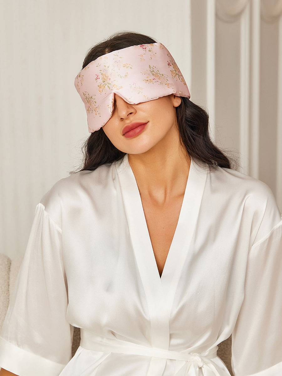 LilySilk - Elegant Silk Sleep Eye Mask with Floral Print