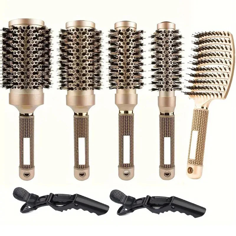 JadePro - Ionic Boar Bristle Round Hairbrush Set for Salon-Quality Styling