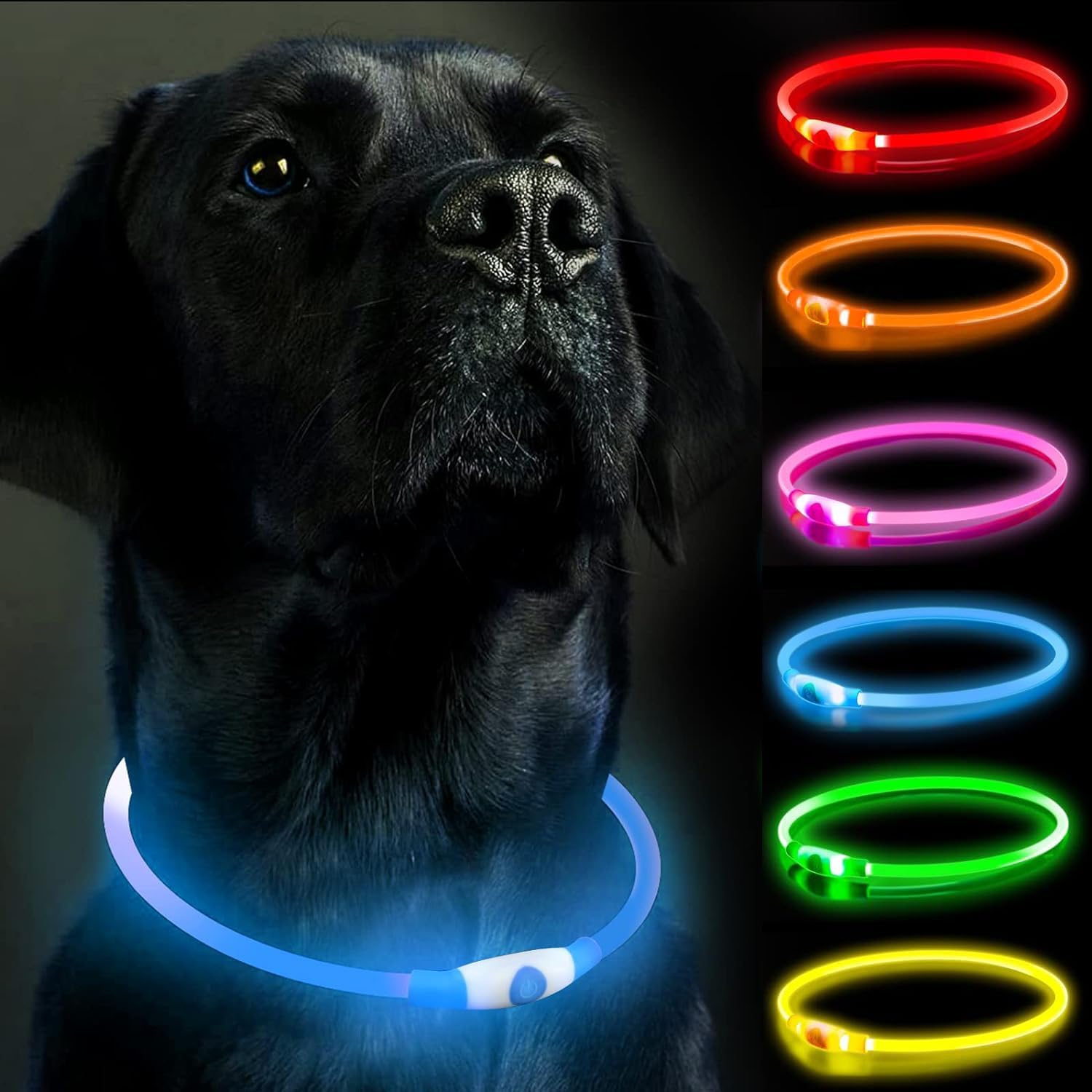 LED Pup Collar, Light Up Pup Collars, Rechargeable Pup Lights for Night Walking