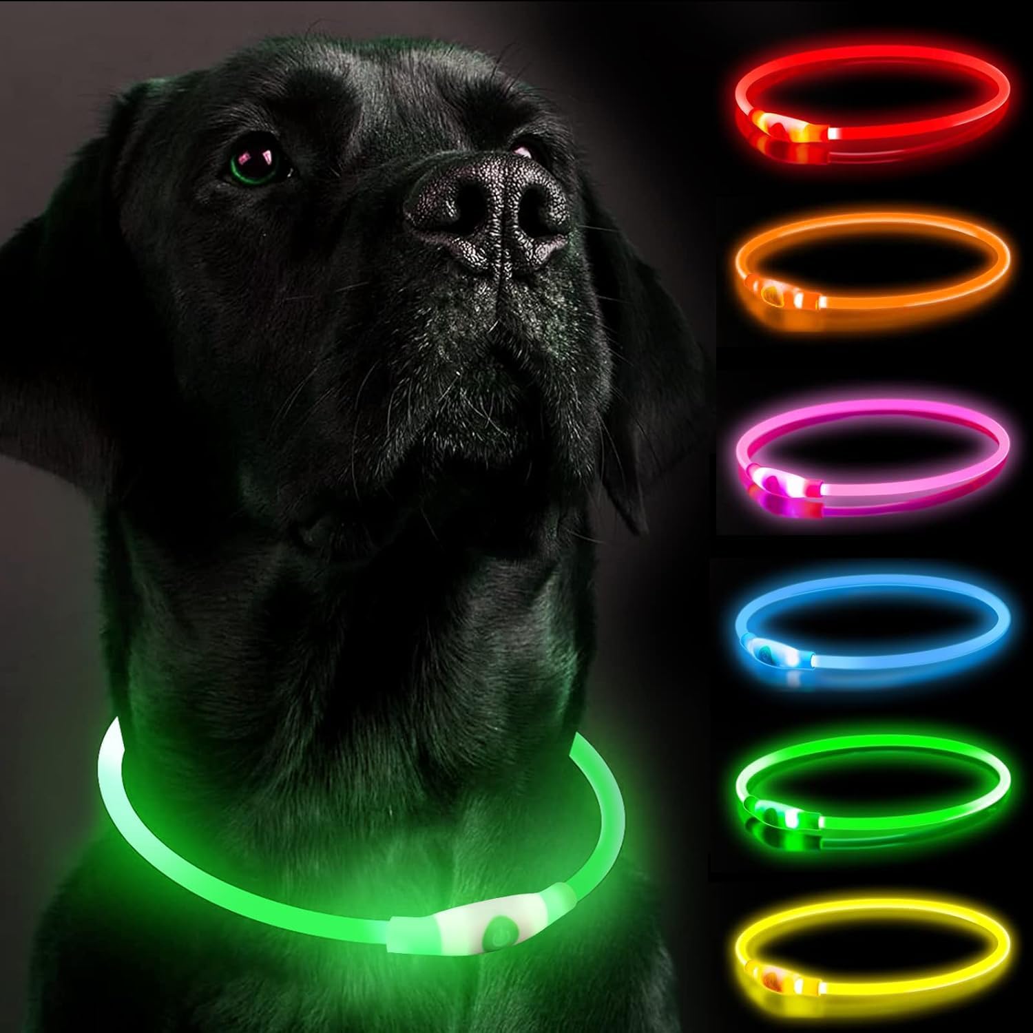 LED Pup Collar, Light Up Pup Collars, Rechargeable Pup Lights for Night Walking