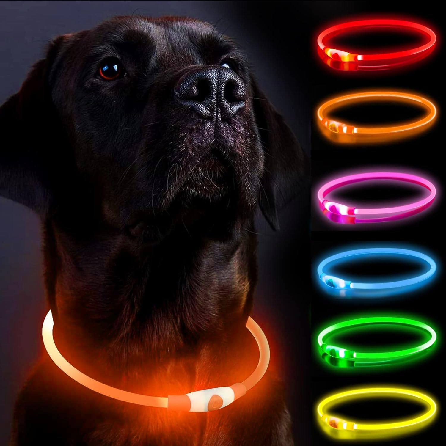 LED Pup Collar, Light Up Pup Collars, Rechargeable Pup Lights for Night Walking