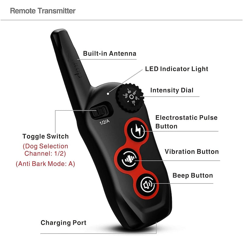 Pup Training Anti-Bark Collar Shock Collar with Remote