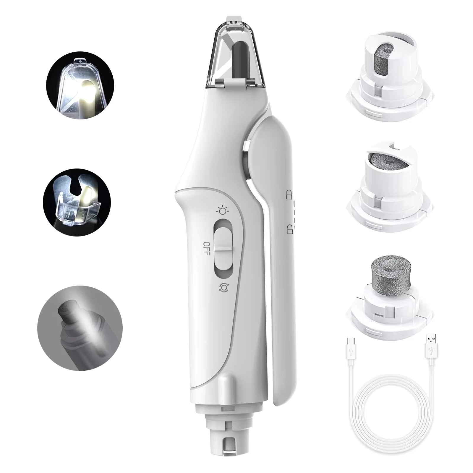 Tucker - Rechargeable Nail Grinder and Clipper with LED Light