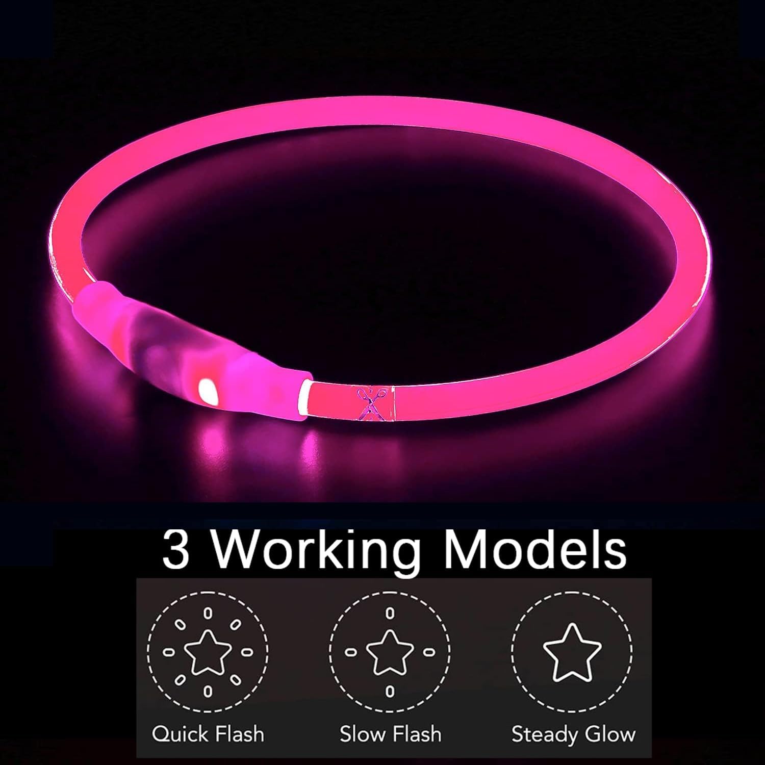 LED Pup Collar, Light Up Pup Collars, Rechargeable Pup Lights for Night Walking