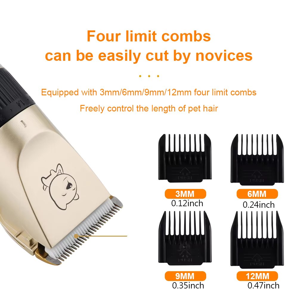 Nala - Cordless Dog Hair Trimmer with Precision Blades and 4 Guide Combs