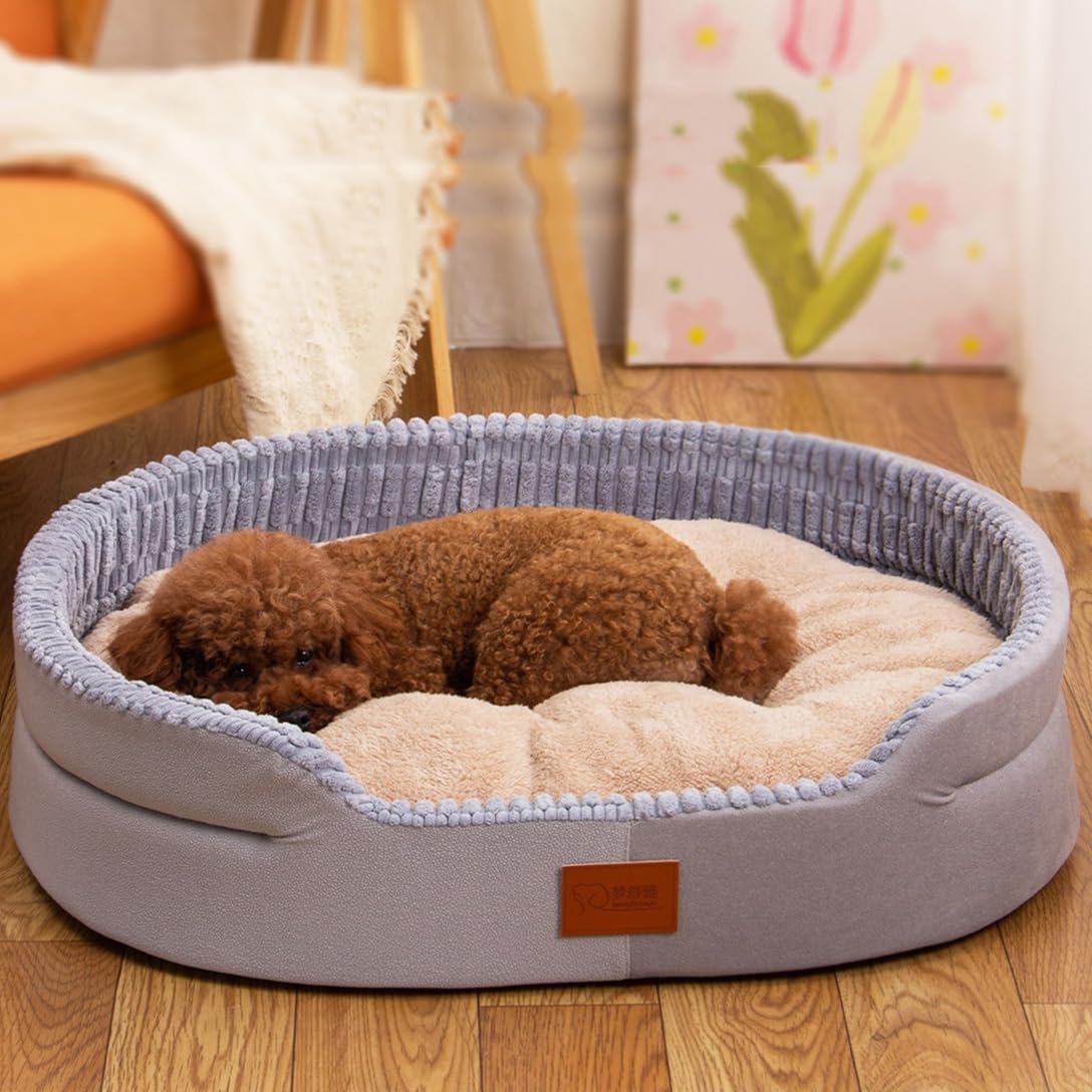 Leo - Calming Dog Bed with Luxurious Striped Design