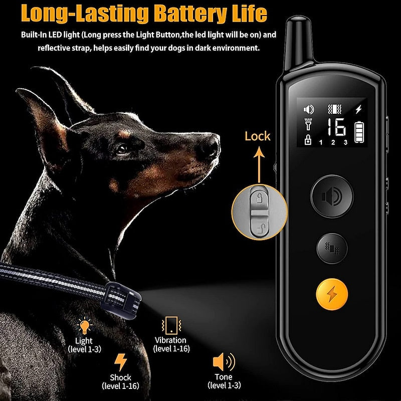 Rechargeable Waterproof Canine Training Collar with Remote Control