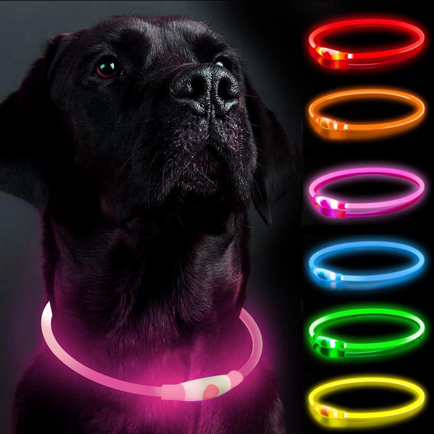 LED Pup Collar, Light Up Pup Collars, Rechargeable Pup Lights for Night Walking