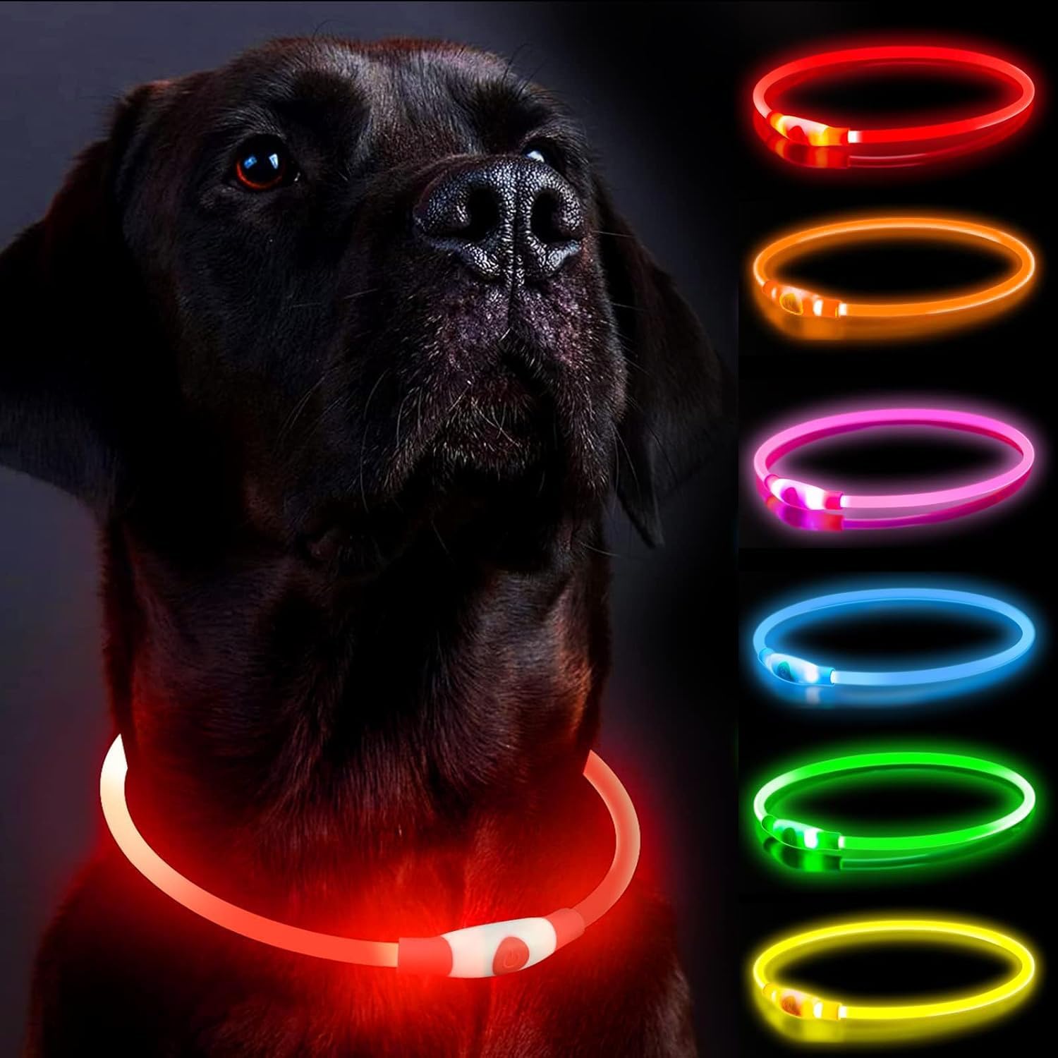 LED Pup Collar, Light Up Pup Collars, Rechargeable Pup Lights for Night Walking