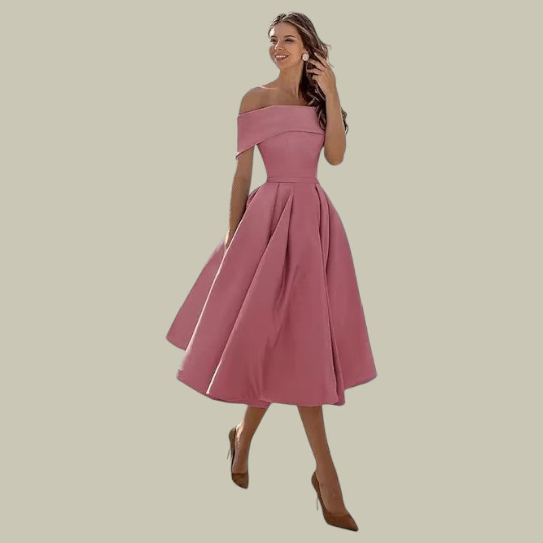 Samantha | Women's Chic Off-Shoulder Midi Dress