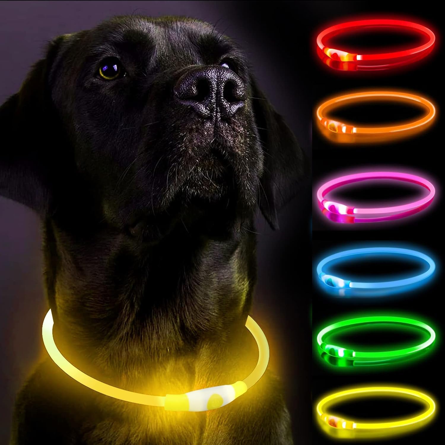 LED Pup Collar, Light Up Pup Collars, Rechargeable Pup Lights for Night Walking